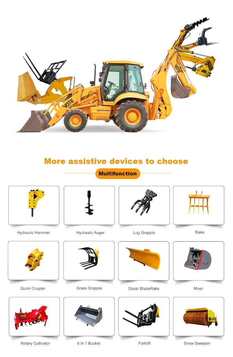 Cheap 4WD Mini Loader Multifunction Small Garden Tractor Backhoe Loader Excavator Loader Backhoe with Attachment for Sale Construction Machinery